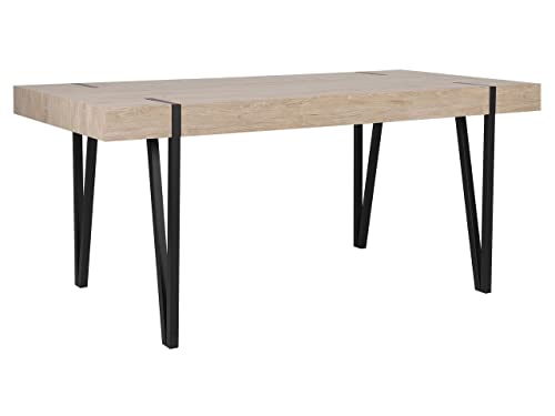 Robuster Esstisch mit industriellem Design in hellem Holzfarbton 150x90 cm Adena von Beliani