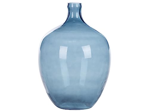 Runde Dekovase aus gefärbtem Glas handgefertigt blau 39 cm Roti von Beliani