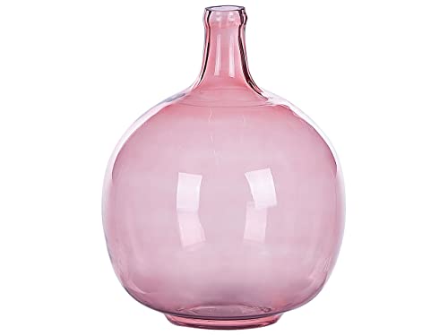 Runde Dekovase aus gefärbtem Glas handgefertigt rosa 31 cm Chappathi von Beliani