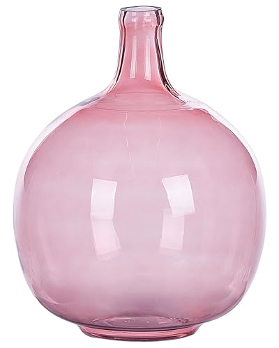 Runde Dekovase aus gefärbtem Glas handgefertigt rosa 31 cm Chappathi von Beliani