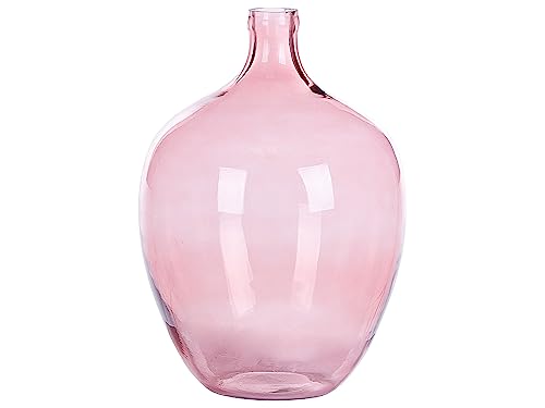 Runde Dekovase aus gefärbtem Glas handgefertigt rosa 39 cm Roti von Beliani