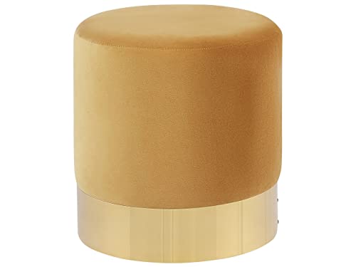 Beliani Runder Polster Pouf aus Samt gelb Ottomane Sitzpouf Modern Barock Sophia Beliani Runder Polster Pouf aus Samt gelb Ottomane Sitzpouf Modern Barock Sophia von Beliani