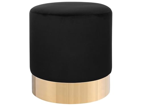 Runder Polster Pouf aus Samt schwarz Ottomane Sitzpouf Modern Barock Sophia von Beliani