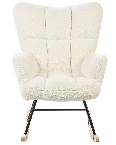 Beliani Schaukelsessel aus Bouclé Stoff weiß gepolstert Schaukelstuhl modern Oulu von Beliani