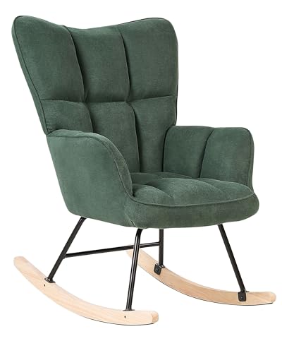 Beliani Schaukelsessel aus Stoff grün gepolstert Schaukelstuhl modern gemütlich Oulu von Beliani