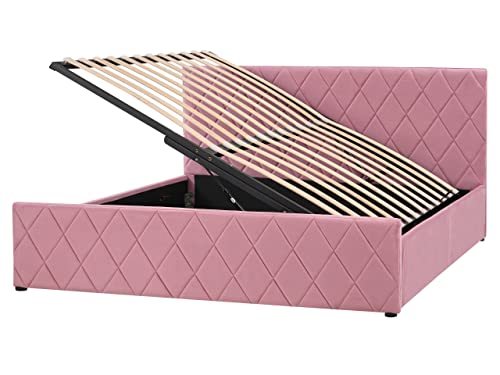 Schickes Doppelbett in Rosa mit Bettkasten und Lattenrost 160 x 200 cm Rochefort von Beliani