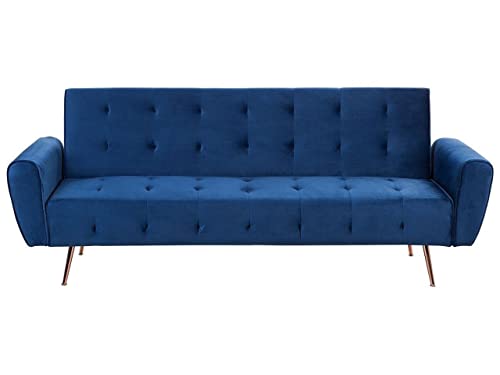 Schlafsofa Polsterbezug Nieten marineblau Selnes von Beliani