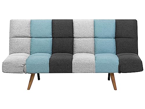 Schlafsofa in skandinavischem Stil klappbar Patchwork grau/blau Ingaro von Beliani