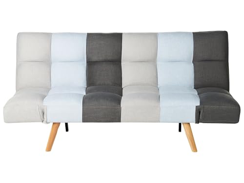 Schlafsofa in skandinavischem Stil klappbar Patchwork grau/blau Ingaro von Beliani