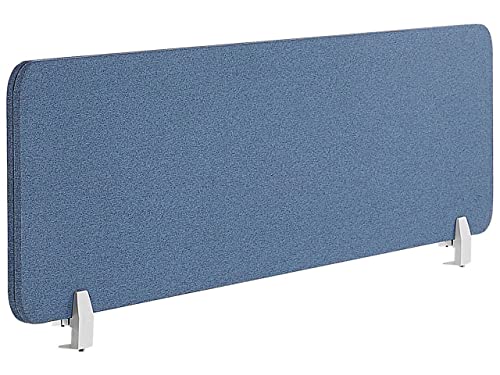 Beliani Schreibtisch Trennwand Akustik Polster blau 160 x 40 cm Schallschutz Wally von Beliani