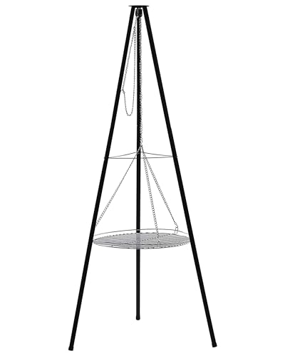 Schwenkgrill schwarz aus Stahl Dreibein mit Grillrost höhenverstellbar Gelai von Beliani