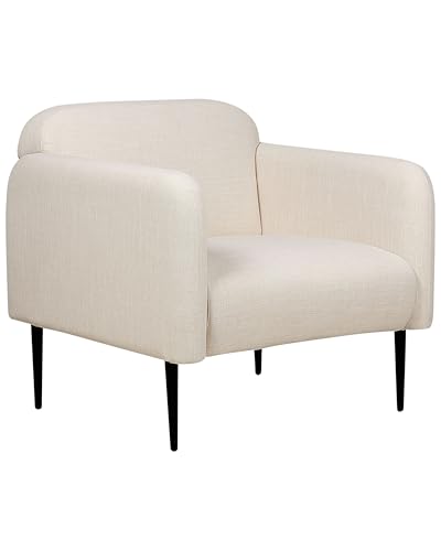 Sessel Leinen beige mit Armlehnen Metallgestell schwarz Retro-Design Stouby von Beliani
