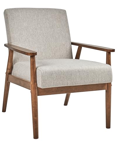 Beliani Sessel Stoff grau/dunkler Holzfarbton mit Armlehnen Retro Stil Esrum von Beliani