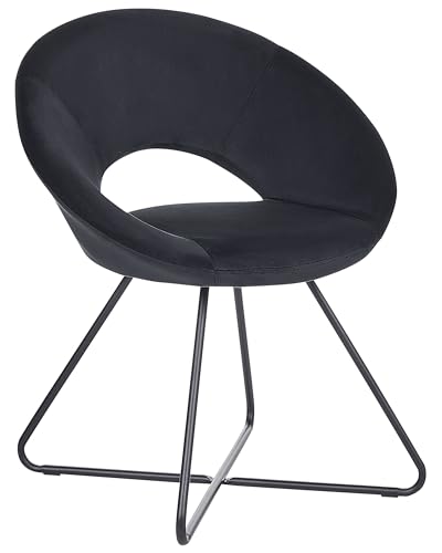 Beliani Sessel rund Samt schwarz mit Metallgestell Kufengestell Glamourös Retro Rachel von Beliani