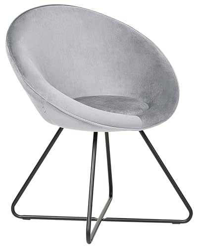 Sessel rund Samtstoff grau mit Kufengestell Metall schwarz Retro-Design Floby II von Beliani