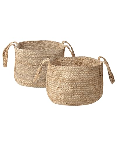 Set aus 2 geflochtenen Jute Aufbewahrungskörben Behälter Set Natur Kornak Set aus 2 geflochtenen Jute Aufbewahrungskörben Behälter Set Natur Kornak von Beliani