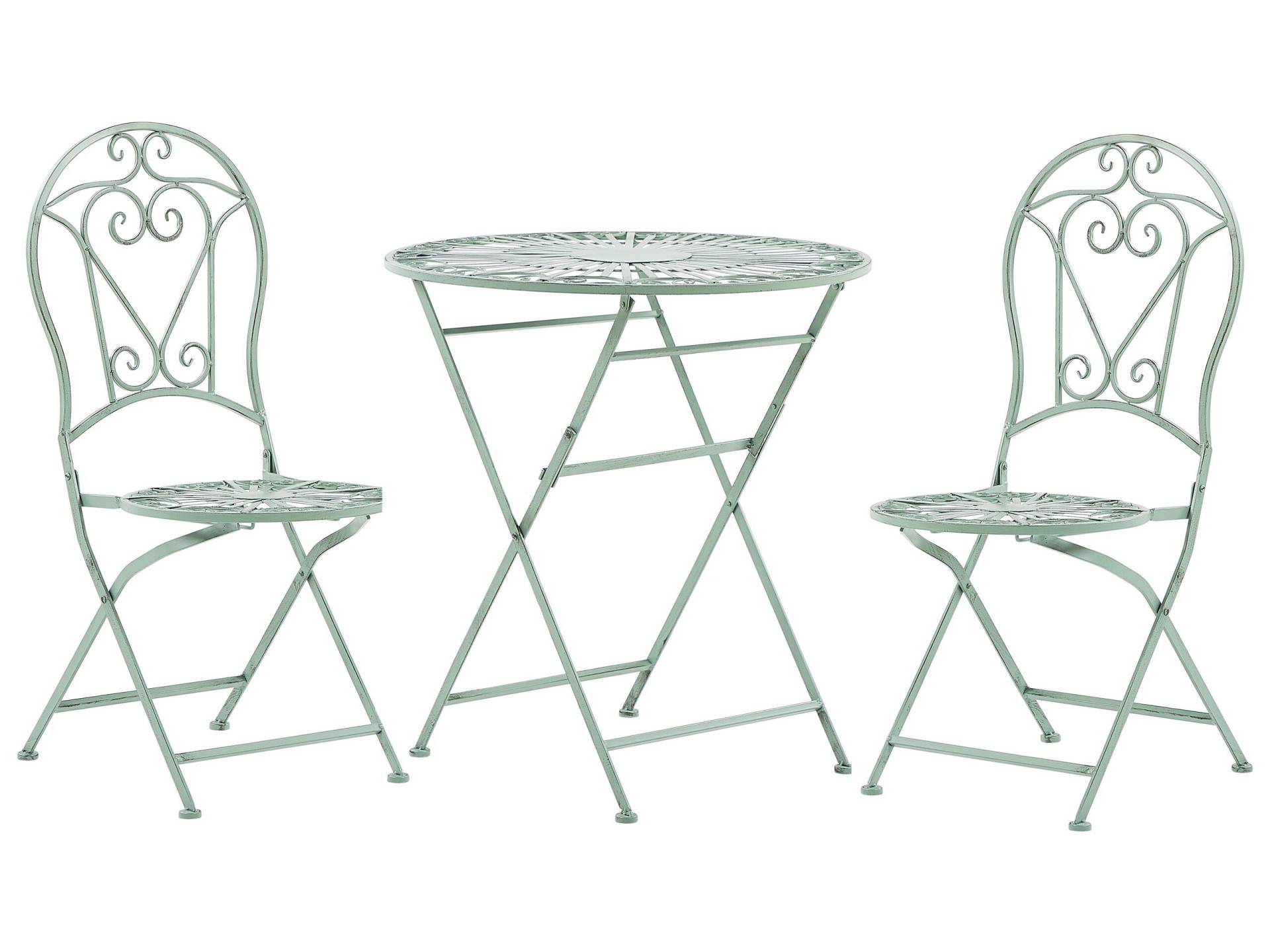Set da balcone con 2 sedie ed un tavolo pieghevoli in metallo verde von Beliani