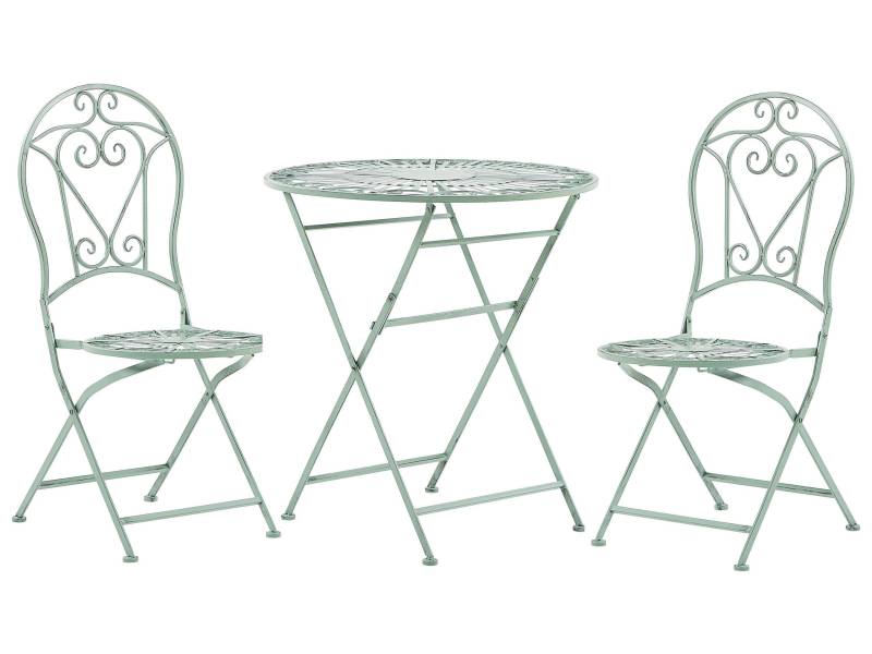 Set da balcone con 2 sedie ed un tavolo pieghevoli in metallo verde von Beliani