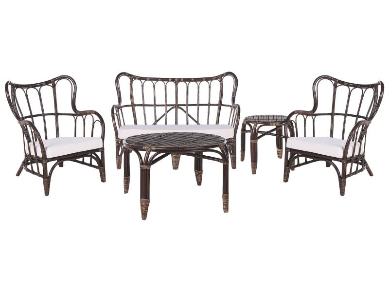 Set da giardino 4 posti in rattan marrone con cuscini beige von Beliani