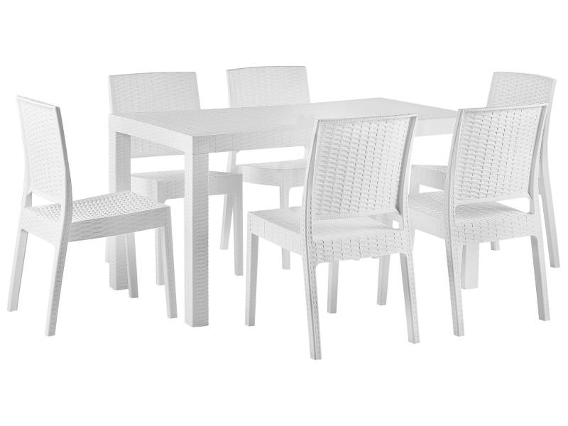 Set da giardino 6 posti in rattan sintetico bianco von Beliani