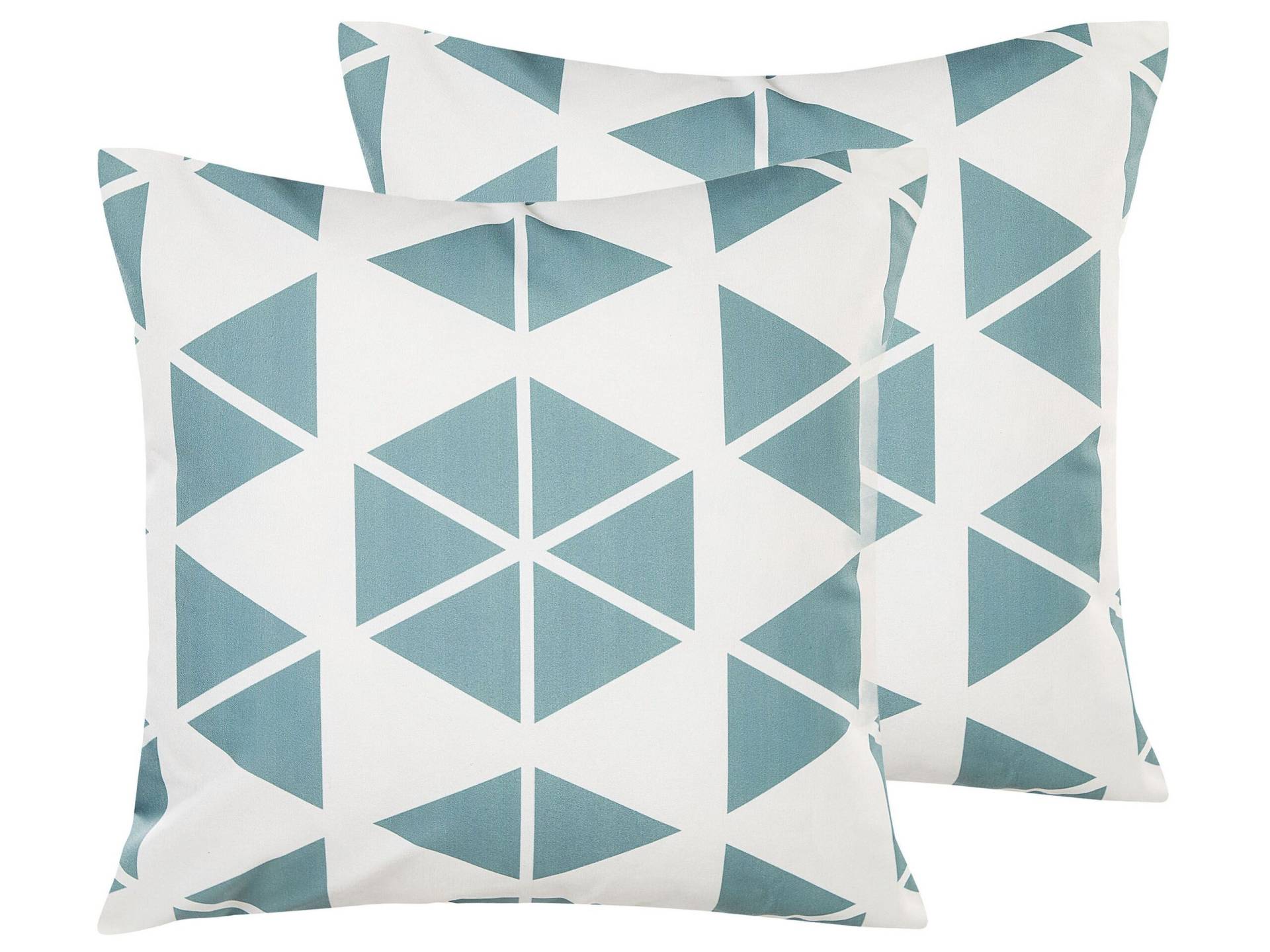 Set di 2 cuscini da esterno motivo geometrico bianco e blu 45 x 45 cm von Beliani