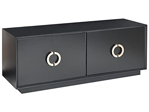 Sideboard schwarz mit 4 Türen goldenen Griffen 120 x 40 x 45 cm Modern Oxnard von Beliani