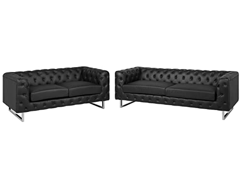 Beliani Sofa Set 2er Sofa 3er Sofa Kunstleder Chesterfield Stil modern schwarz Vissland Beliani Sofa Set 2er Sofa 3er Sofa Kunstleder Chesterfield Stil modern schwarz Vissland von Beliani