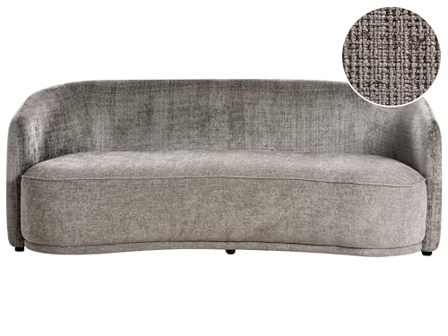 Beliani Sofa Stoff braun 3-Sitzer Gebogene Form modernes Design Zwei Stoffe Roset von Beliani