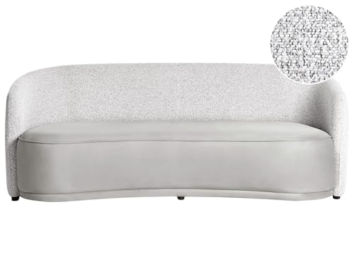 Beliani Sofa Stoff grau 3-Sitzer Gebogene Form modernes Design Zwei Stoffe Roset von Beliani