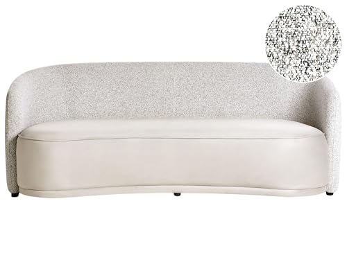 Beliani Sofa Stoff Hellbeige 3-Sitzer Gebogene Form modernes Design Zwei Stoffe Roset Beliani Sofa Stoff Hellbeige 3-Sitzer Gebogene Form modernes Design Zwei Stoffe Roset von Beliani