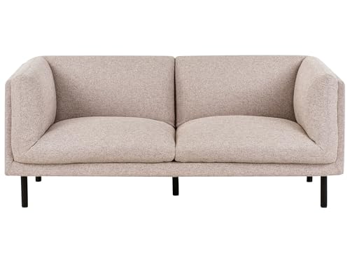 Sofa Stoff hell braun 2-Sitzer gepolstert Schwarze Beine Vorgod von Beliani