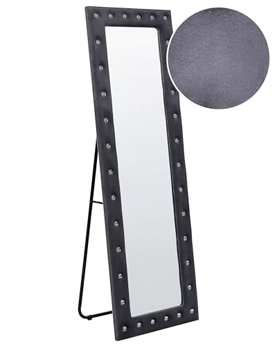Standspiegel Samt grau 50 x 150 cm rechteckig Glamour Ganzkörperspiegel Ansouis von Beliani