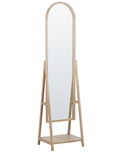 Standspiegel mit Rahmen Regal Holz hellbraun 39x170 cm kippbar Rustikal Chambery von Beliani