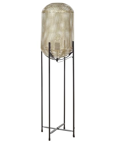 Stehlampe Metall messing mit Beinen schwarz 107 cm oval Gitter-Design Kamini von Beliani