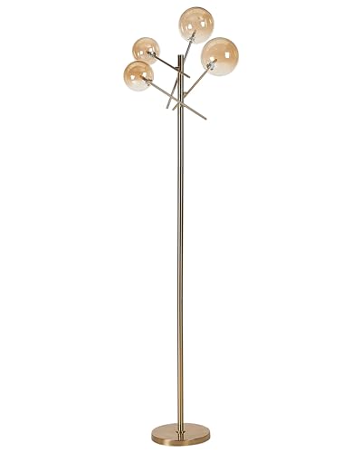 Stehlampe Metall und Glas gold rund mit 4 Schirmen Kugelform 157cm modern Tamesi von Beliani