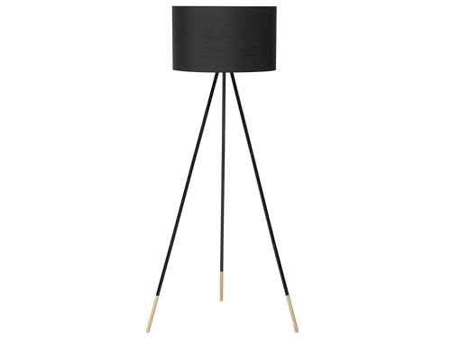Stehlampe im skandinavischen Stil Lampenschirm aus Poly-Baumwolle schwarz Tobol von Beliani
