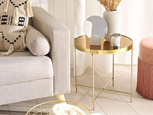 Stilvoller Beistelltisch für das Wohnzimmer im Glamour Stil Glas gold/goldbraun von Beliani