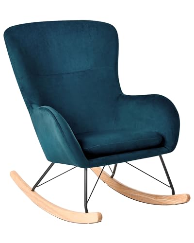 Stilvoller Schaukelsessel Samtstoff seeblau Ellan Stilvoller Schaukelsessel Samtstoff seeblau Ellan von Beliani
