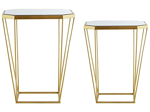 Stilvolles Beistelltisch Set 2er Set Spiegel/gold Sierra von Beliani