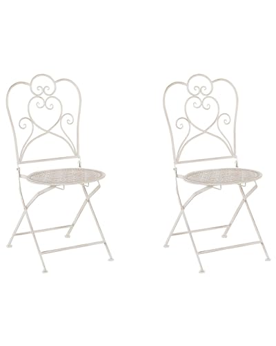 Stilvolles Gartenstuhl Set 2er Set Metall beige klappbar Trieste von Beliani