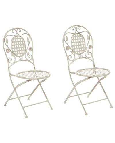 Stilvolles Gartenstuhl Set 2er Set Metall cremeweiß zusammenklappbar Bivio Stilvolles Gartenstuhl Set 2er Set Metall cremeweiß zusammenklappbar Bivio von Beliani