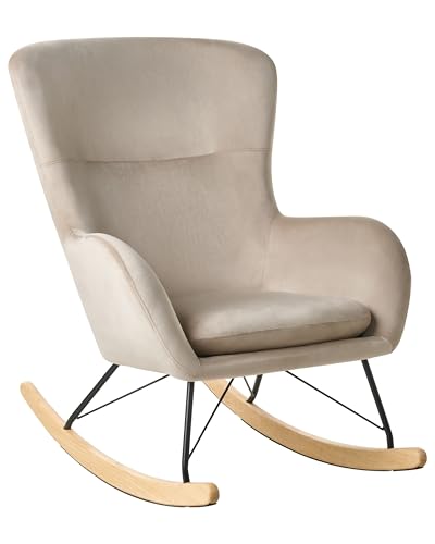 Stilvolles Schaukelsessel mit samtigem Polsterbezug beige Ellan von Beliani