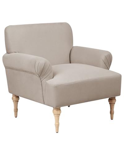 Stoffsessel Gepolstert Wasserabweisend Polyester Dicke Sitzfläche Gummiholz Beine Taupe Fredros von Beliani