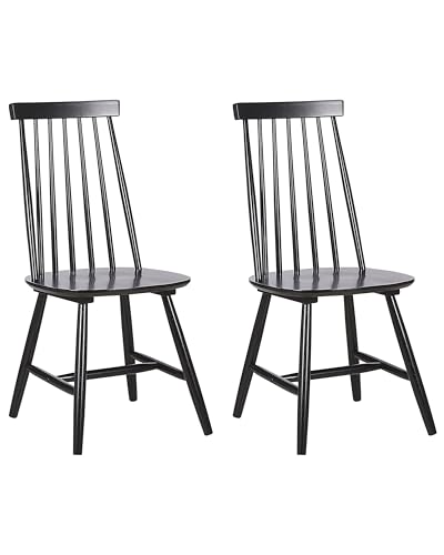 Stuhl Holz schwarz 2er Set im Landhausstil Holzstühle BURBANK von Beliani