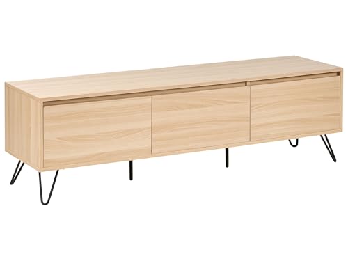 TV-Möbel mit 3 Regalböden aus Spanplatte, 150 cm, minimalistischer Stil, Hellbraun Cardigan von Beliani