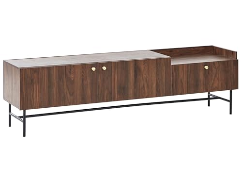TV-Schrank dunkler Holzfarbton mit 2 Türen 1 Schublade Faserplatte Eisen Lismore TV-Schrank dunkler Holzfarbton mit 2 Türen 1 Schublade Faserplatte Eisen Lismore von Beliani
