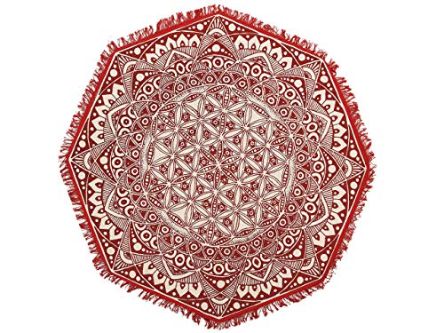 Teppich Baumwolle Mandala-Muster rot dia. 120 cm Mezitili von Beliani