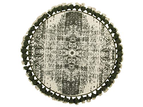 Teppich Baumwolle dunkelgrün/creme rund dia. 120 cm Kahta von Beliani
