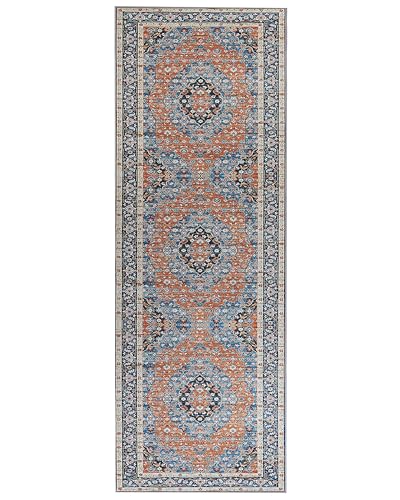 Teppich Läufer blau/orange 70x200 cm mit orientalischem Muster Vintage Midalam von Beliani