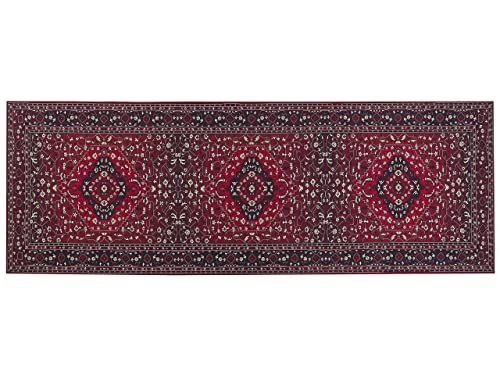 Teppich Läufer rot orientalisches Muster rutschfest 70 x 200 cm Vintage Vadkadam von Beliani